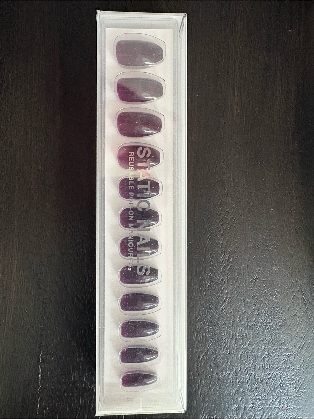 Reusable Press-On Nails - Deep Purple - Coffin Tip